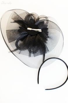 Gothic Haarschmuck „Dark Blossom“ mit Federn & Schleiernetz